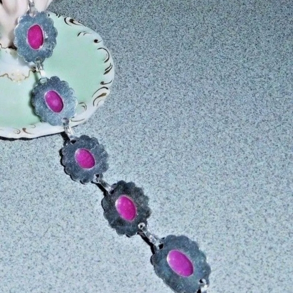 Natural Raw Cut Ruby 925 Silver Bracelet - Picture 4 of 5